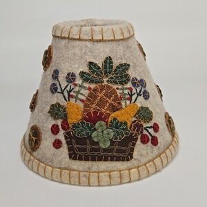 Penny Nichols Design Vintage WOOL FELT LAMPSHADE Clip On FOLK ART FLORAL